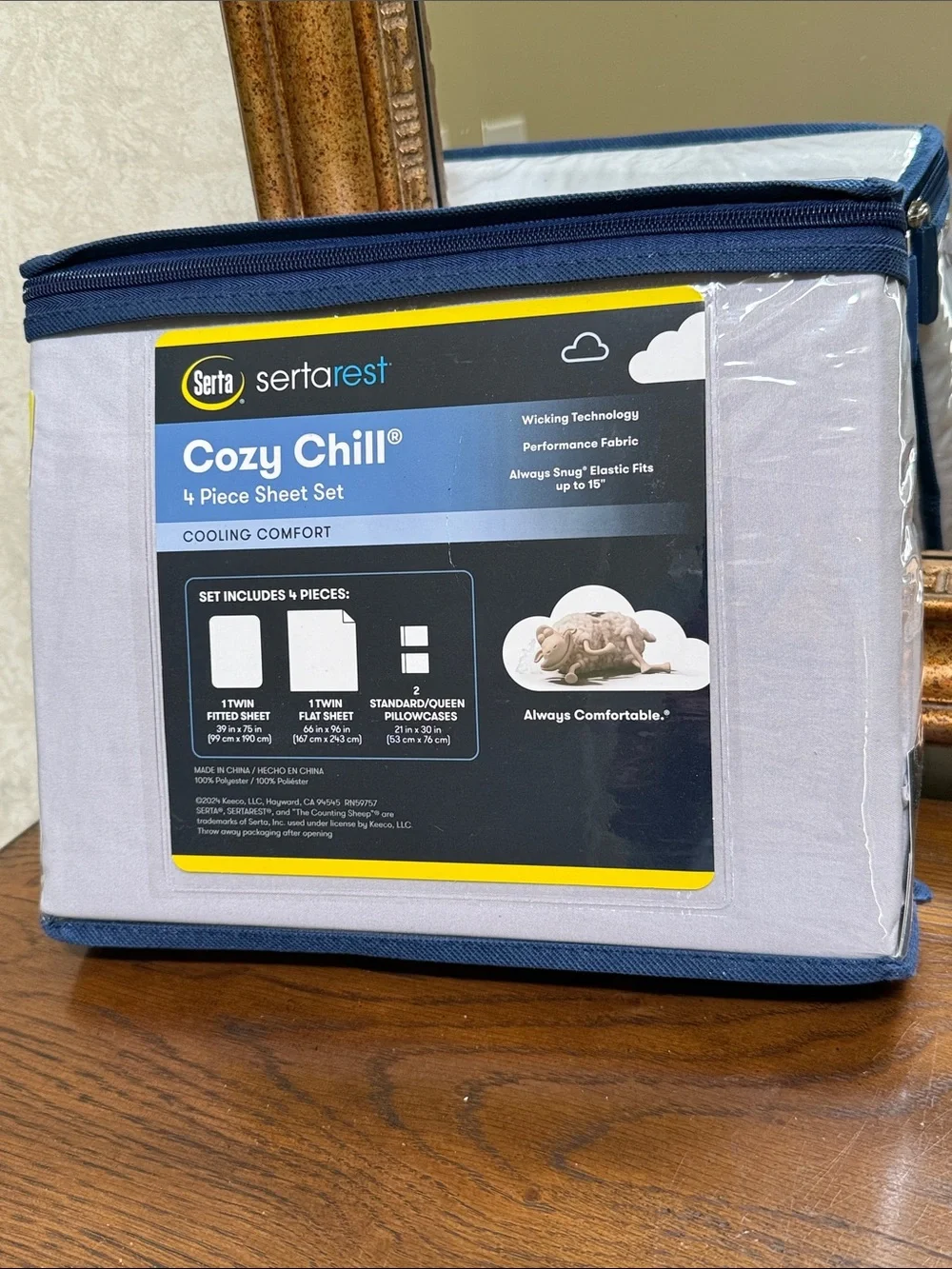 Serta Chill Cooling Twin Sheet Set in Light Gray - 4 Piece